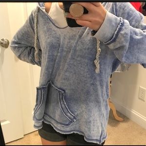 blue distressed throw over